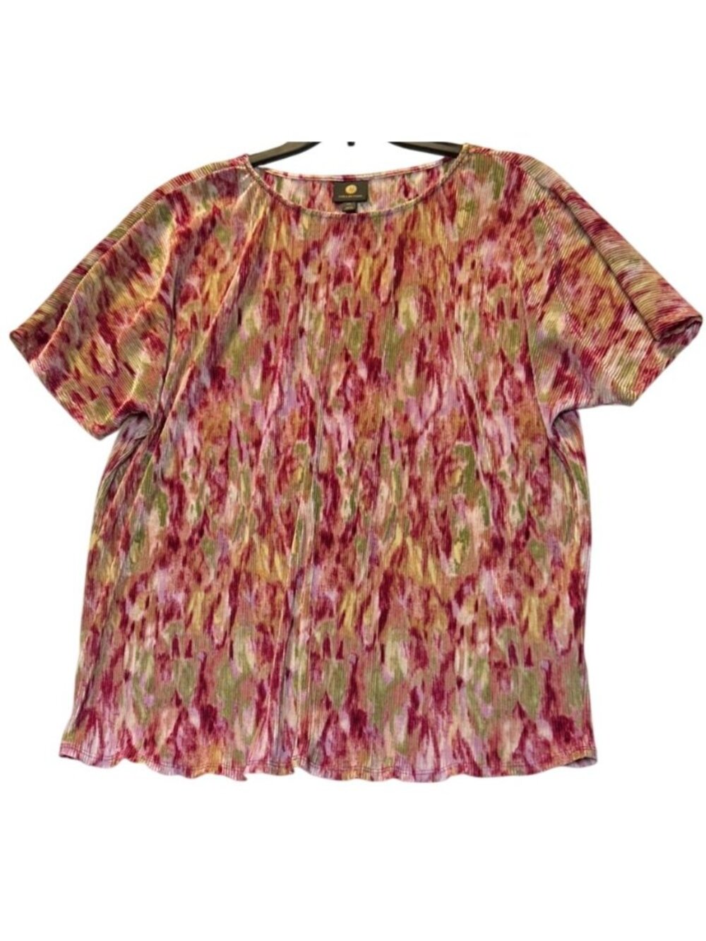 JM Collection Size XX Large Pleated Short Sleeve Top Regal Romance Ruby Slippers